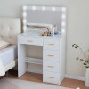Yamissi White Vanity Desk with LED Lighted Mirror and 5