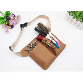 Hairdressing Bag for Professionals, Barber Tool Bag with Belt, PU Leather Hairdresser Belt Bag, Scissor Holster, Hairdresser Waist Shoulder Belt Scissor Holder. (Brown)