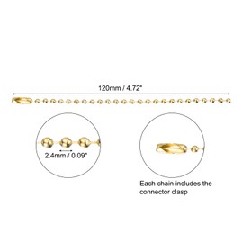 sourcing map 20Pcs 5 Inch 12cm Ball Bead Chain, Metal Ball Chain with Connectors for Hanging Ornament Jewelry Necklace Dog Tag Keychain Christmas Decoration,Gold