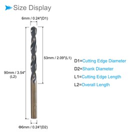 CoCud Twist Drill Bit 6mm Advanced Titanium & Nitride Coated High Speed Steel 4341 Round Shank for Stainless Steel Drilling Machines 2pcs