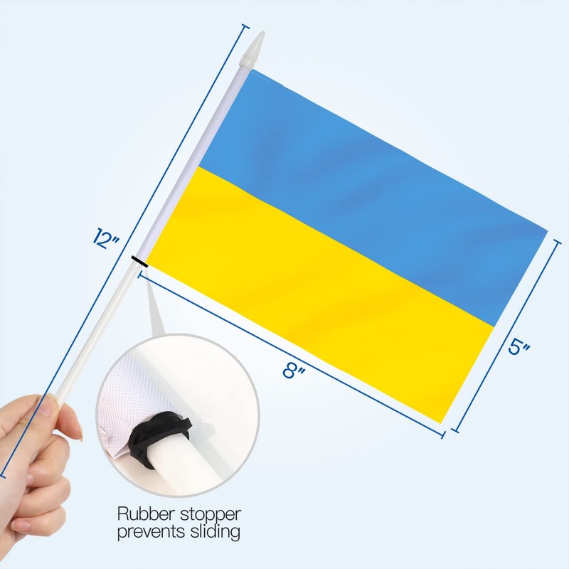 Anley Ukraine Mini Flag 12 Pack - Hand Held Small