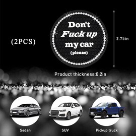 Wevdn 2 Pack Bling Car Cup Coaster, 2.75 Inch Crystal Cup Holder Insert Coaster, Silicone Anti-Slip Car Cup Holder Coaster for Women Girls, Universal Vehicle Interior Decor Accessories (Black)