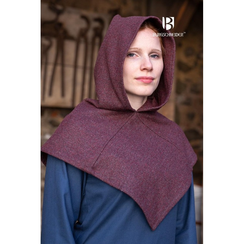 Burgschneider - Skjoldehamn Gugel Knud Herringbone - Bordeaux Grey (L/XL,