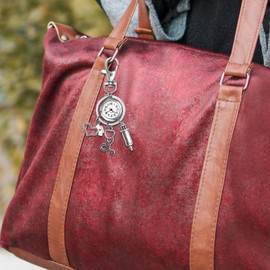 Silverora Key Ring Watch with Care Tool Charm for Nurses Doctors Pocket Watch with Key Buckle Label Fob Watch Clip On Backpack Watch Sport Easy Carry, a