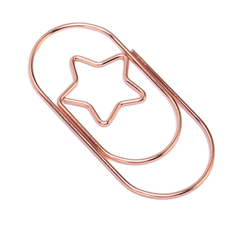 100pcs Rose Gold Star Paper Clips Slip Resistance Rust Prevention