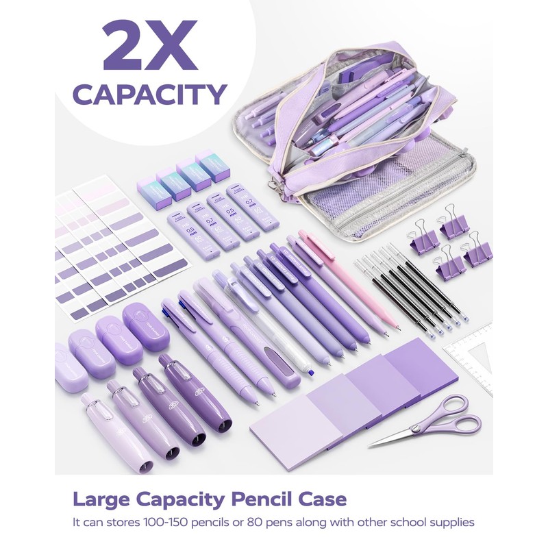 Four Candies Purple Stationery Set Gel Ink Pens, Correction Tape,