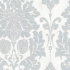 Manhattan Comfort NWMD29419 Crestview Double Roll of Vinyl Decorative Wallpaper, Metallic Silver