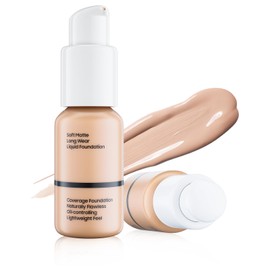 Matte Full Coverage Liquid Foundation, Waterproof & Long-Wearing Soft Lightweight Foundation, Oil-Free & Nourishing Formula Concealer for Flawless Face Makeup, 1 Fl Oz (#102 Nude)