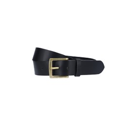 Gusti Jori Simple Leather Belt with Golden Buckle Accessories Men Women Unisex Belt Black Leather, black, 115