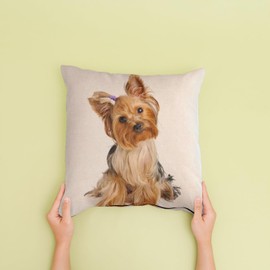 The Beach Stop Decorative Yorkshire Terrier Dog Scatter Cushion Cover | Home Decor Inspo | Gift Idea for Dog Lovers | 45x45cm 18x18” | Golden Yorkie