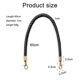 AhhiAboo Pack of 2 Leather Bag Handles, Replacement Bag Strap with Metal Hooks, Braided Handbag Handle for Bag Making, dark brown