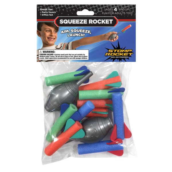 Stomp Rocket The Original Squeeze Rocket, 10 Rockets - Outdoor Rocket STEM Gift for Boys and Girls- Ages 4 Years and Up - Great for Year Round Play