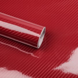 Lypumso 6D Carbon Fiber Vinyl Wrap Roll, Glossy Car Wrap Film Featuring Bubble Free Air Release Technology, Car Moto DIY Interior Exterior Decoration (Carbon Fiber Red, 1ft x 10ft)