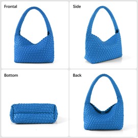 Handmade Woven Bag Women Shoulder Handbags Vegan Leather Tote Bag With Purses Woven Tote Bag Shoulder Bag Underarm Bag, Klein Blue, One Size