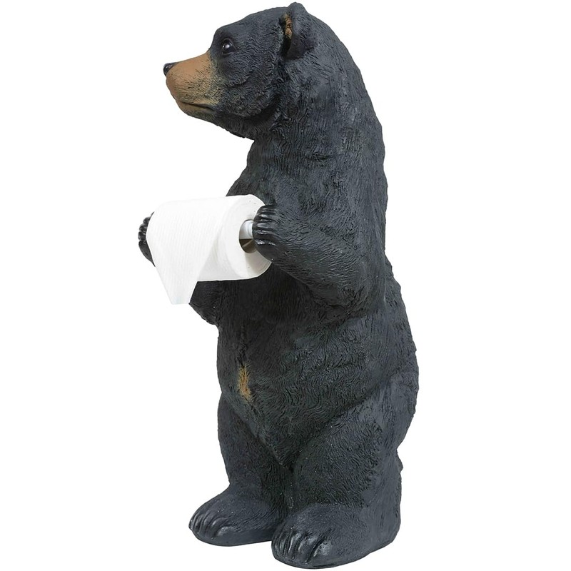 Black Bear Cub Toilet Paper Holder – Rustic Lodge Bathroom