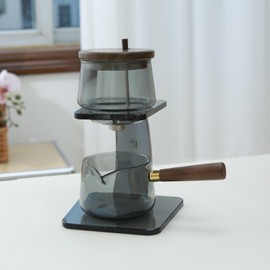 RORA High Borosilicate Glass Lazy Teapot Set Automatic Kung Fu Tea Set, Lazy Tea Making Artifact - Press Type Water Outlet for Easy Control (Grey)