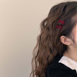 10pcs Red Bow Small Hair Clips - Cute Retro Bow Hair Claw Clips Sweet&Cool Small Bangs Claw Clips Red Velvet Designs Hair Clip Mini Duckbill Hairpin Clips Bow Hair Accessories for Daily