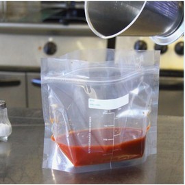 Tip 'N' Zip Liquid Storage Bags, Soup 'n' Sauce Sealed Freezer Clear Storage Bags, Pack of 32 Self- Standing Resealable Pouches Freezer Safe