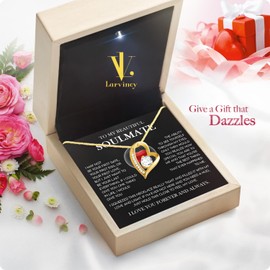 Larvincy To My Wife Necklace from Husband With Heartfelt Message & Elegant Box - Soulmate Necklace for Women, Romantic Jewelry Gift for Her On Birthday, Anniversary