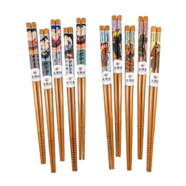 10 Pairs Reusable Bamboo Chopsticks, Samurai&Semo Pattern Natural Bamboo Wood Chopsticks, 8.8Inch/22.5cm Polybag packing by LANHUTHS