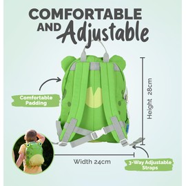Juicy Bumbles Toddler Backpack for Boys and Girls Kids Nursery Bag Small Mini Baby Preschool Rucksack - Animal Designs Frog Age 2-5