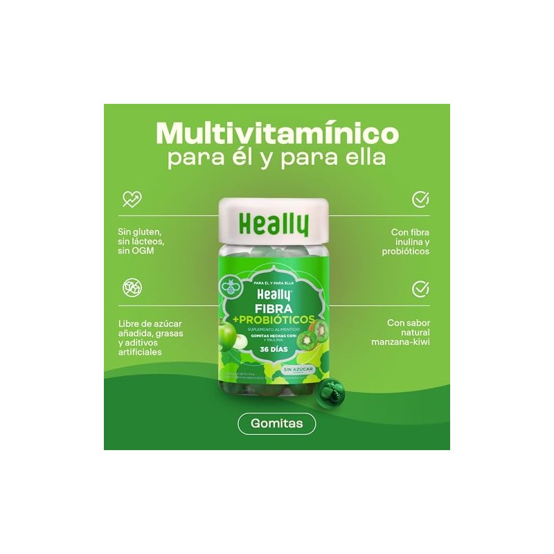 Probióticos En Gomitas Sin Azúcar + Fibra Inulina y Lactobacilos