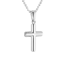 fish Children's Necklace Girls Boys Silver Chain 925 Sterling Silver Cross Pendant Adjustable Length Jewellery Case Toddler Gift, Sterling Silver