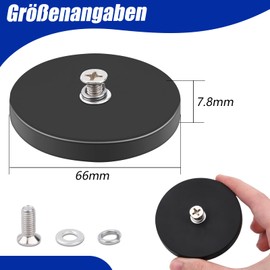 Strong Rubber Coated Neodymium Magnets with M6 Flat Threaded Studs,2.6 inch Mounting Base Type Magnet with Anti-Scratch Rubber Coating Mounting Magnets for Camera Outdoor Light Bar Signal Lights