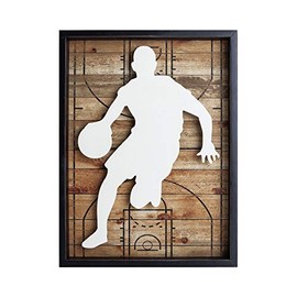 NIKKY HOME 12" x 16" Basketball Player Wooden Framed Wall Art Decor