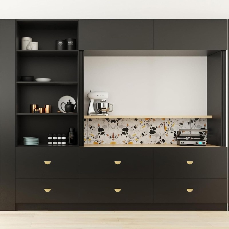 INCREWAY Solid Brass Drawer Pulls, 6PCS Half Moon Drawer Pulls