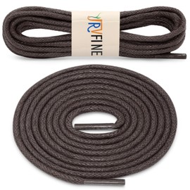YJRVFINE Waxed 3/31" Thin Round Shoelaces Boots Shoes Laces Dark Brown 2 Pair- Length:55.12"