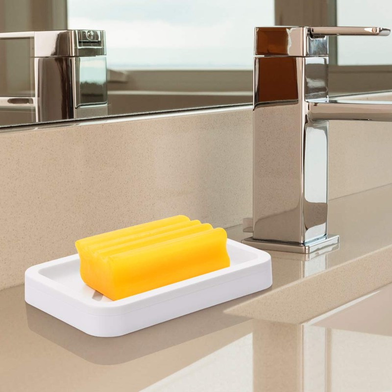 2PCS Draining Soap Dishes, Dishwashing Sponge Soap Holder with Water