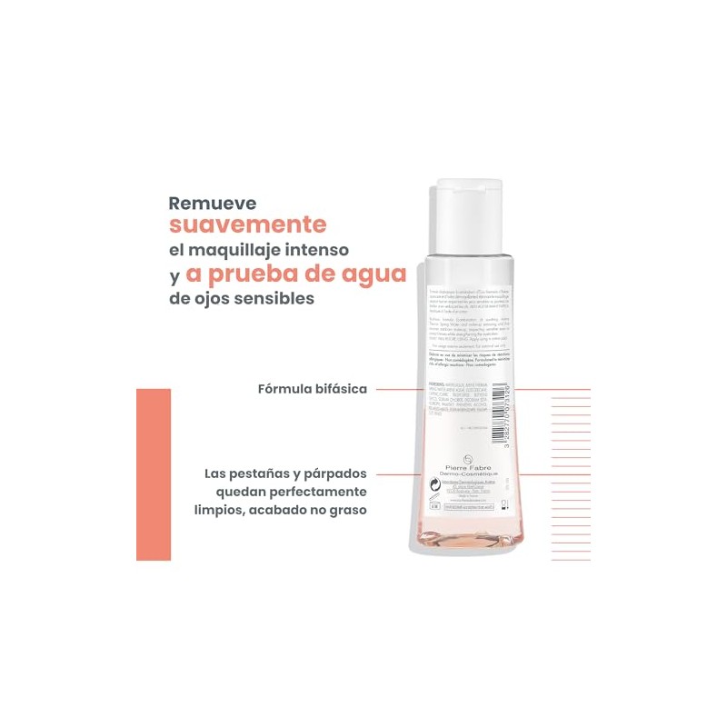 AVENE, Desmaquilla el maquillaje waterproof, Para Ojos Sensibles, 125 ml