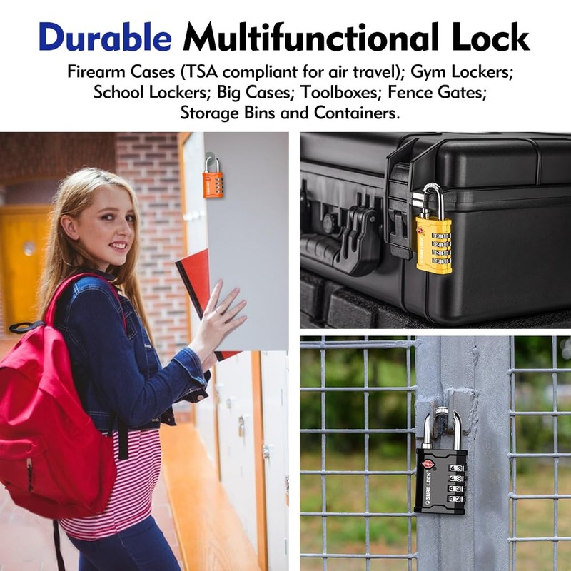 SURE LOCK TSA Accepted 4 Dig Heavy Duty Big Combination
