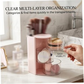 Soporte para cepillos para el cabello, organizador giratorio de 3 niveles para brochas de maquillaje, soporte para el cabello, accesorios almacenamiento, organizador para niñas