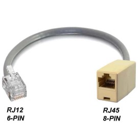 GETWIREDUSA RJ12 RJ11 6P6C 6-PIN MALE to RJ45 CAT5 ETHERNET 8P8C 8PIN FEMALE NETWORK ADAPTER