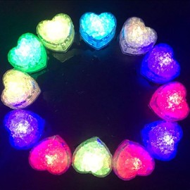 LHKJ 12 Pcs Flashing LED Ice Cubes Light Multi-Color Love Heart Liquid Sensor Changing Blinking Event Party Decoration