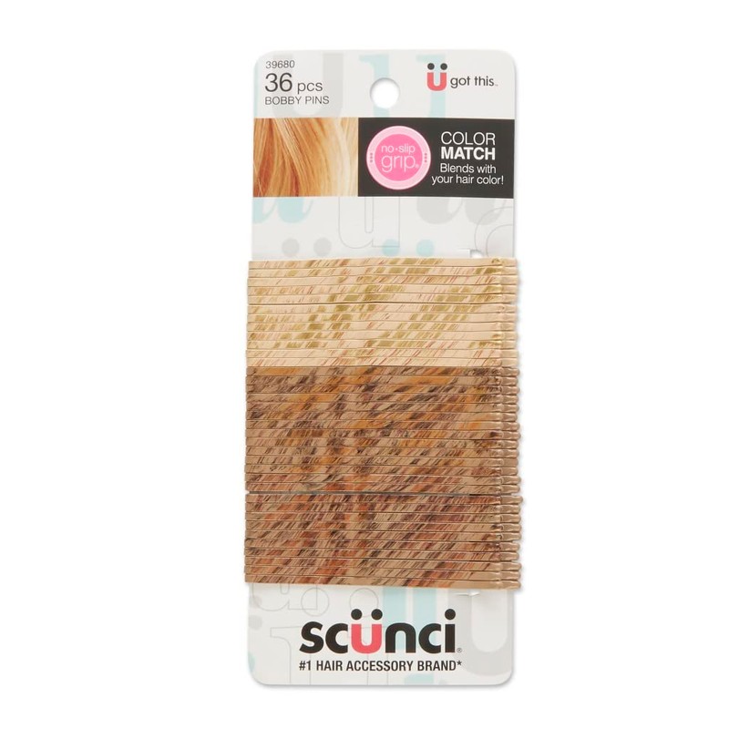 Scunci No-Slip Grip Color Match Curve unisex Bobby Pins 2.75",