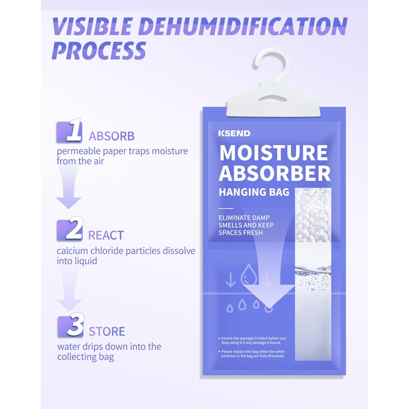 Ksend Moisture Absorbers 10 Pack, 9.8 Oz Compact Dehumidifier Bags