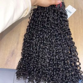 Free Gift Indian Curly Wavy Curls Raw Human Hair Cuticle Aligned Vendors Burmese Curly Cambodian Natural Wave Hair Bundlesstyle: pixie curly 1 bundle, color: natural black, Stretched Length: 24"