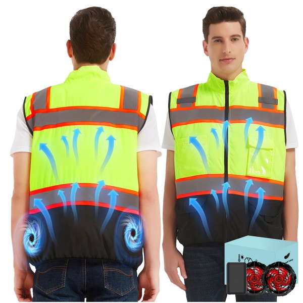 Lvkakmox Safety Cooling Vest Jacket with 2 Fans - Men