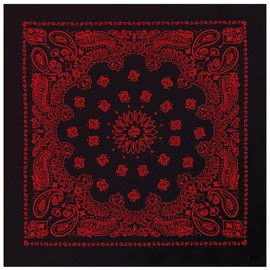 Rothco Trainmen Paisley Bandana – Multipurpose Outdoor Utility Survival Headwrap, 27" x 27", Black/Red