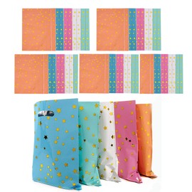 50 Pcs Party Favor Bags Cute Candy Bag Starry Party Bags Plastic Birthday Goodie Bags Treat Bags with Handles for Kids Birthday, Baby Shower (Pink,White,Blue green,Ultramarine,Grange,Orange)