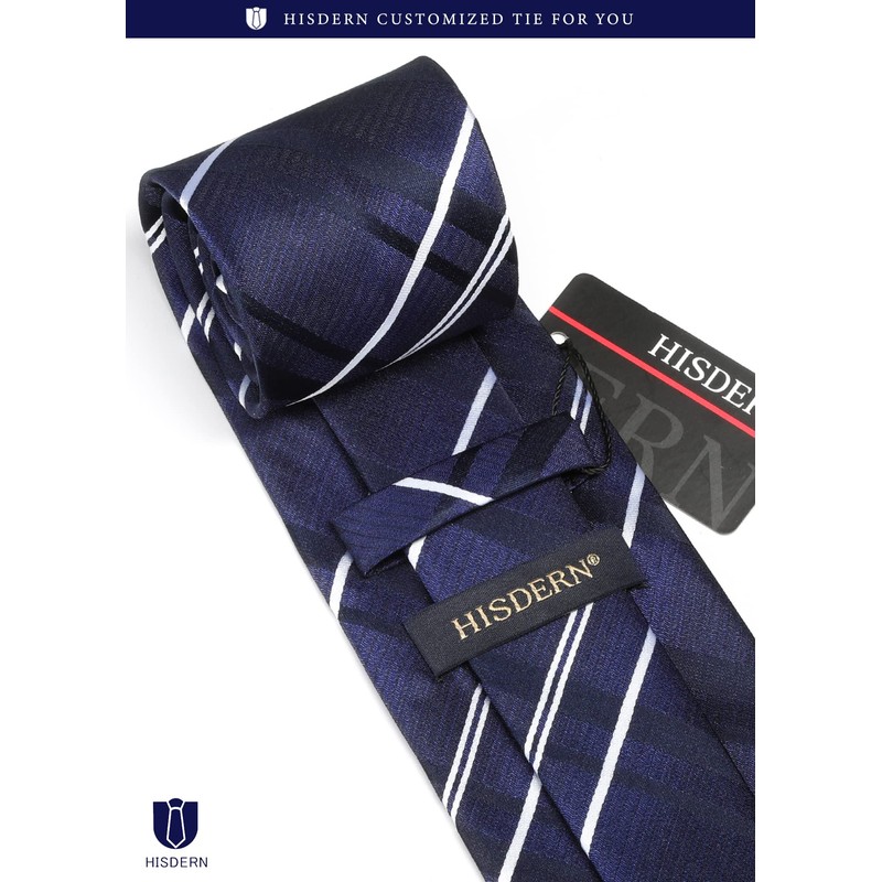 Hisdern A3-02 Washable Necktie and Pocket Square Clip Set, 3-Piece,