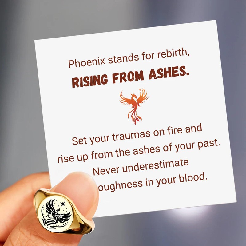 Rise From Ashes Phoenix Signet Ring, S925 Silver Phoenix Ring