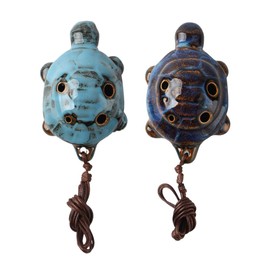 NOIAFZY 2Pcs Adorable Small Turtle Pottery Flute Unique 6-Hole Cartoon Design Artisan Kiln Transformation Series Accessories
