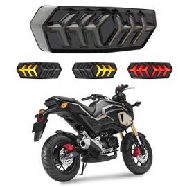 DREAMIZER LED Brake Tail Light with Turn Signals Sequential Led Motorcyle Taillight Compatible with Honda Grom MSX125 CBR650 CB650F CTX700N - Smoked Lens