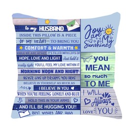Bommex Husband Gift Ideas Gift for Husband from Wife Double-sided Cushion Cover Throw Pillow Cover for Husband Birthday Gift Anniversary Valentine's Day Gift (HUSBAND)