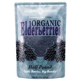 100% Organic Elderberries | Whole Dried | Organic | Natural | Half Pound | Whole Pound| Beverage | Wellness | Herbs | Immune Support | Vitamin White - size: 8oz / half pound
