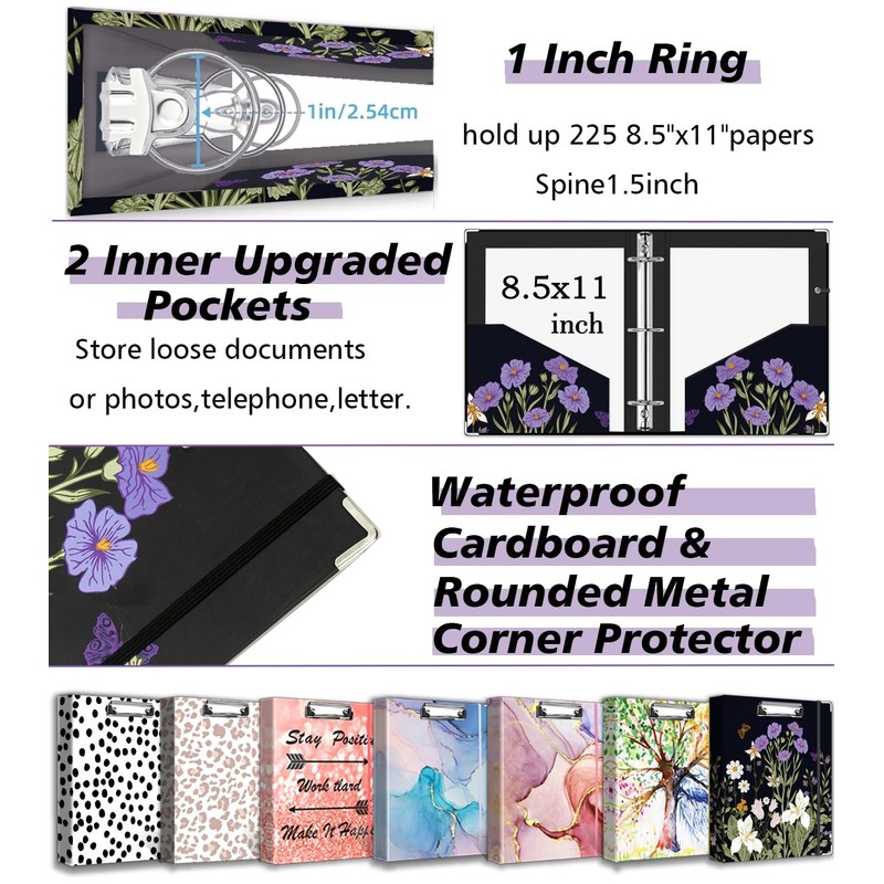 BVSSX 3 Ring Binder 1 Inch, Three Ring Binders Organizer